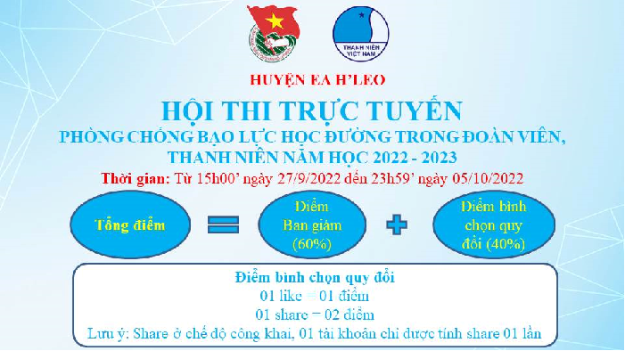 Huyện đoàn Ea H’Leo tổ chức Hội thi trực tuyến phòng chống bạo lực học đường
